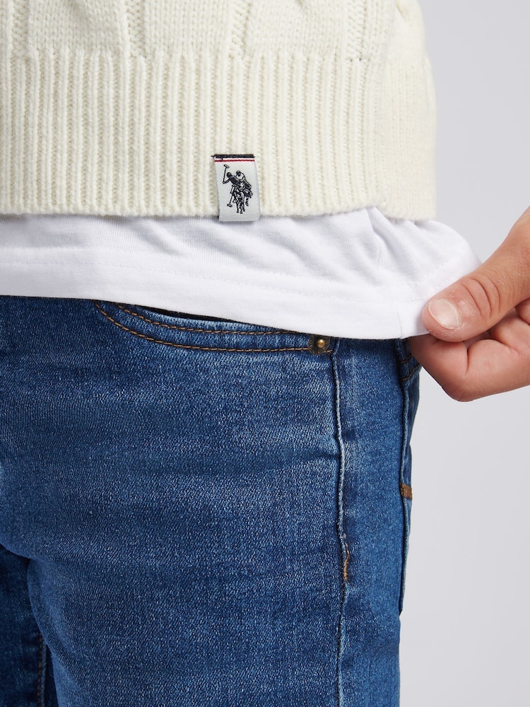 Weiß - U.S. Polo Assn. Boys Cable Knit Funnel Jumpers - Bild 2 von 7