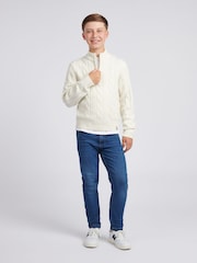 Weiß - U.S. Polo Assn. Boys Cable Knit Funnel Jumpers - Bild 3 von 7