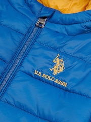 U.S. Polo Assn. Blue Hooded Quilted Jacket with Peak - Image 3 of 4