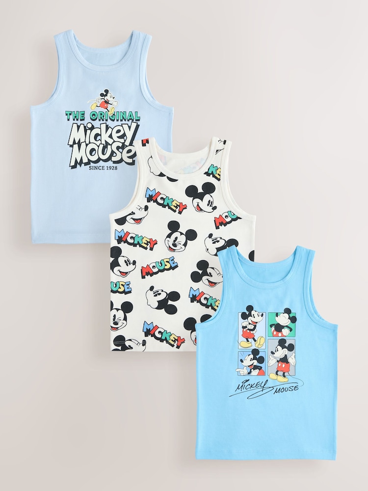Blue/White Mickey Mouse Vests 3 Pack (1.5-8yrs) - Image 1 of 7