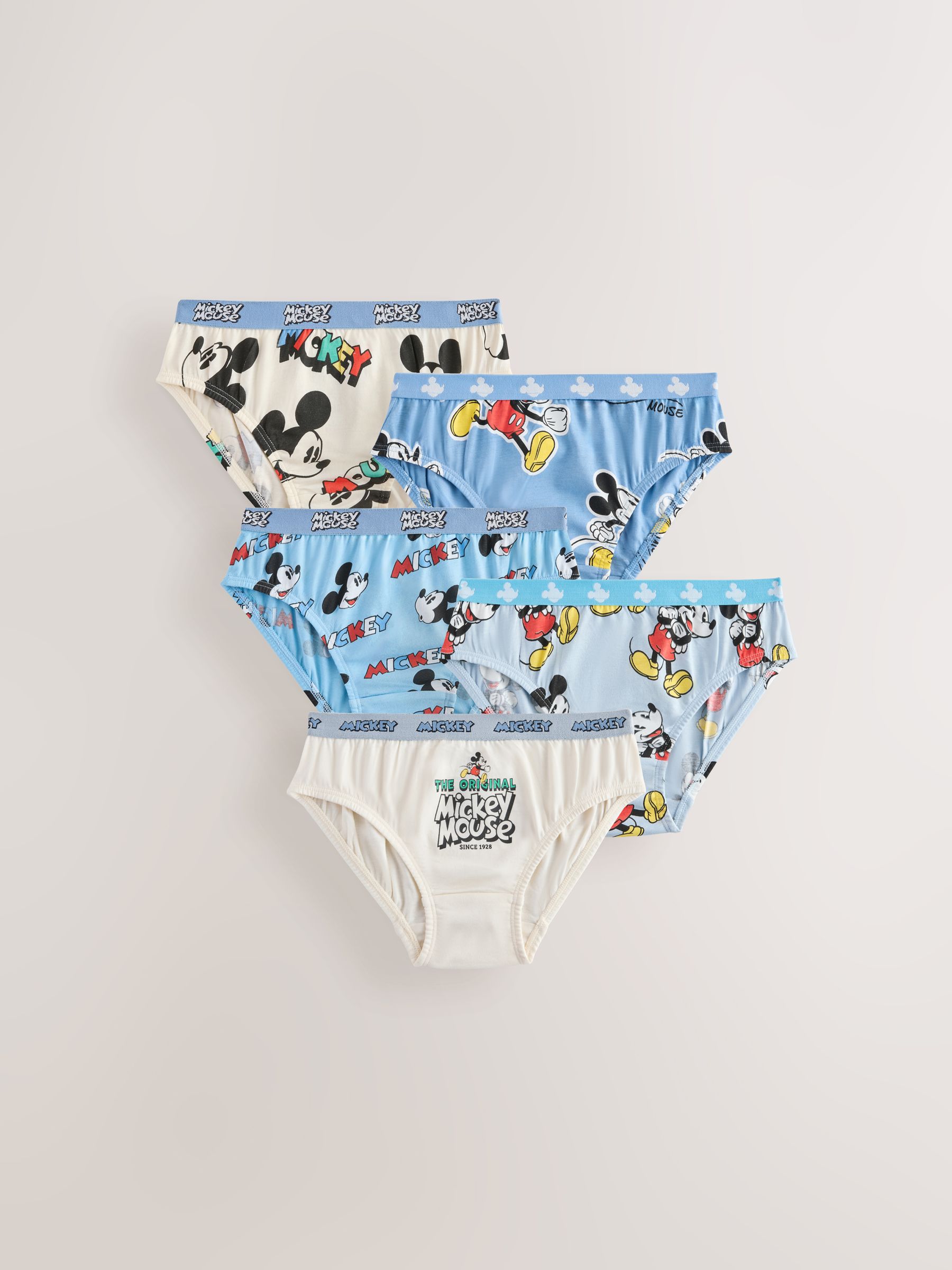 Blue/White Mickey Mouse Briefs 5 Pack (2-10yrs)