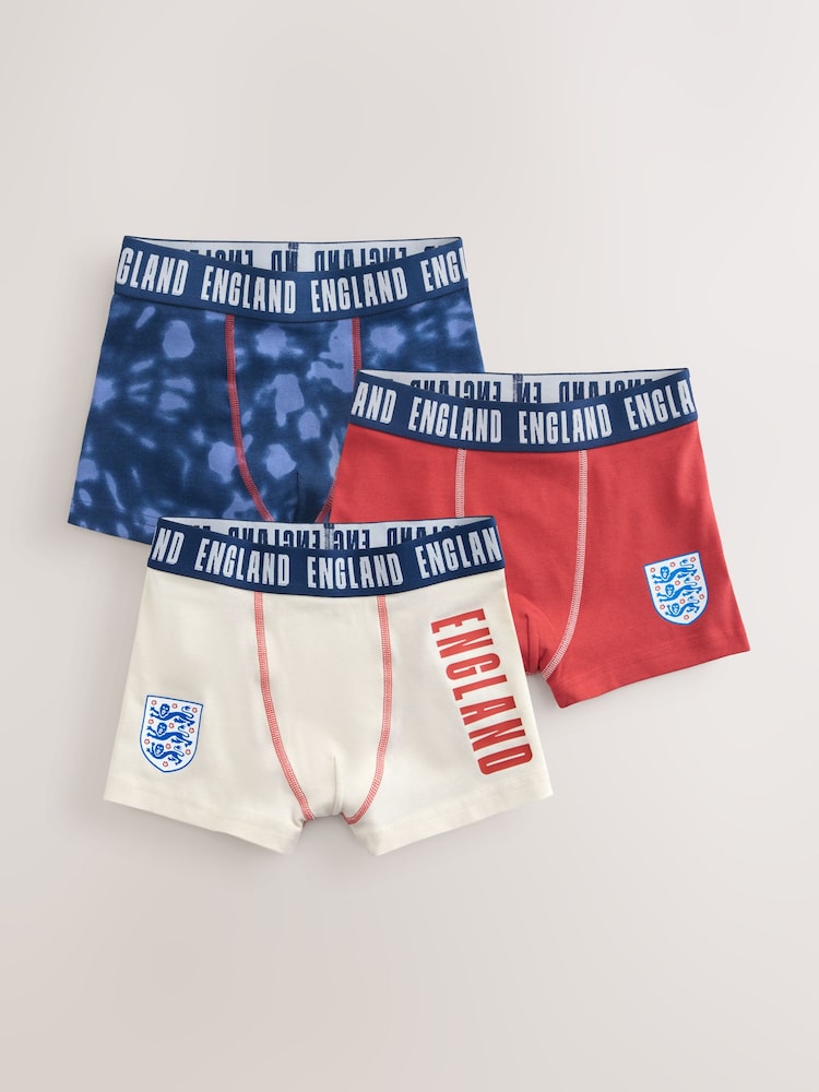 Red/White/Navy England FA Trunks 3 Pack (2-14yrs) - Image 1 of 7 Red/White/Navy England FA Trunks 3 Pack (2-14yrs) - Image 1 of 7
