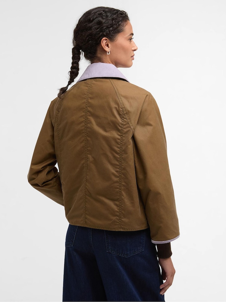 Barbour® Heather Mist Cropped Beadnell Wax Jacket - Image 2 of 8