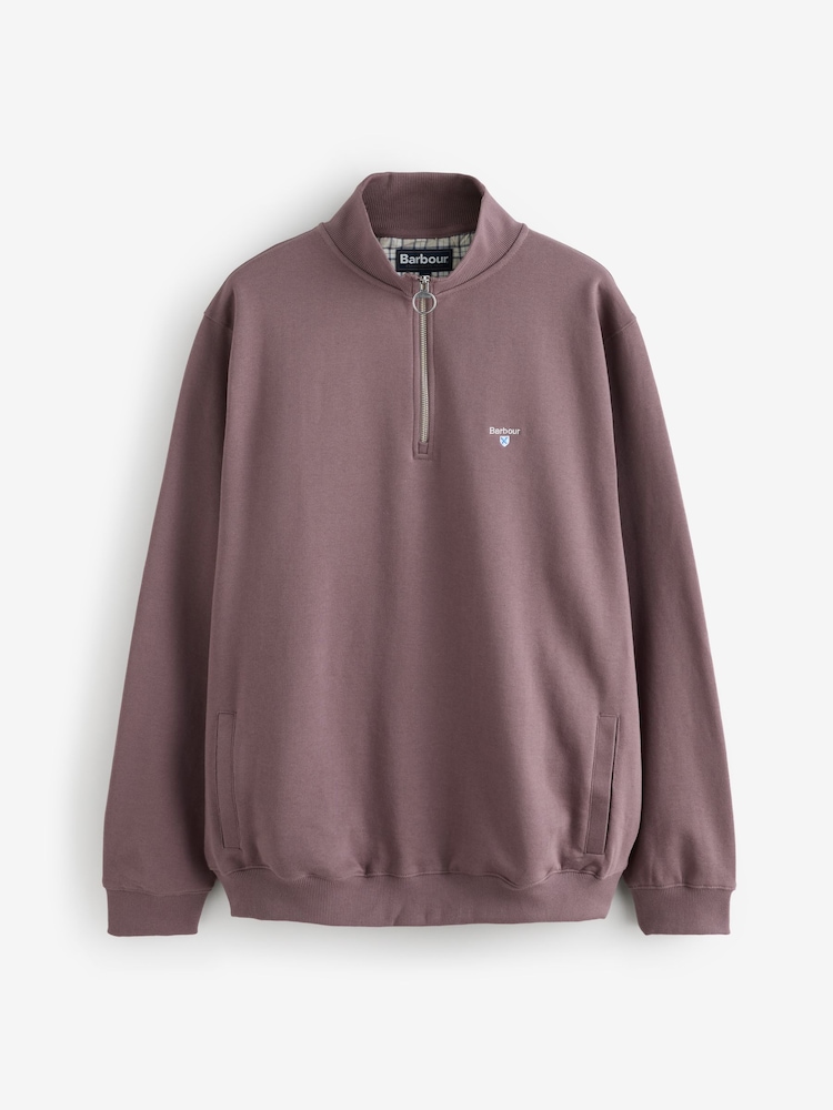 Barbour® Brown Beckhill Half Zip Sweat Top - Image 1 of 1
