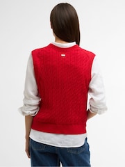 Barbour® Red Hartland Sleeveless Knitted Jumper - Image 4 of 7