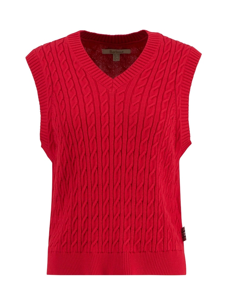 Barbour® Red Hartland Sleeveless Knitted Jumper - Image 7 of 7