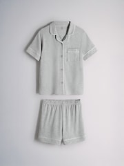 The Set Soft Touch Short Sleeve Top and Short Pyjamas 2 Pack Pink/Grey - Image 3 of 5