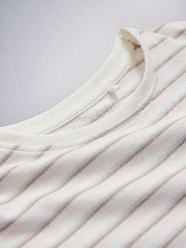 The Set 5 Pack Cotton Jersey Frill Sleeve T-Shirt and Shorts Pyjamas Set Pink/Cream/Brown - Image 13 of 13