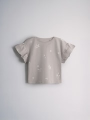 The Set 5 Pack Cotton Jersey Frill Sleeve T-Shirt and Shorts Pyjamas Set Pink/Cream/Brown - Image 7 of 13