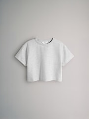 The Set Interlock Cropped Short Sleeve T-Shirt and Wide Leg Joggers Set Grey - Image 2 of 5