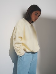 The Set 4 Pack Cropped Elasticated Hem Crews Sweat Top Yellow/Blue/Green/Brown - Image 5 of 6