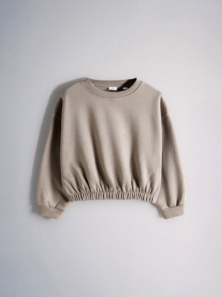 The Set 4 Pack Cropped Elasticated Hem Crews Sweat Top Yellow/Blue/Green/Brown - Image 6 of 6