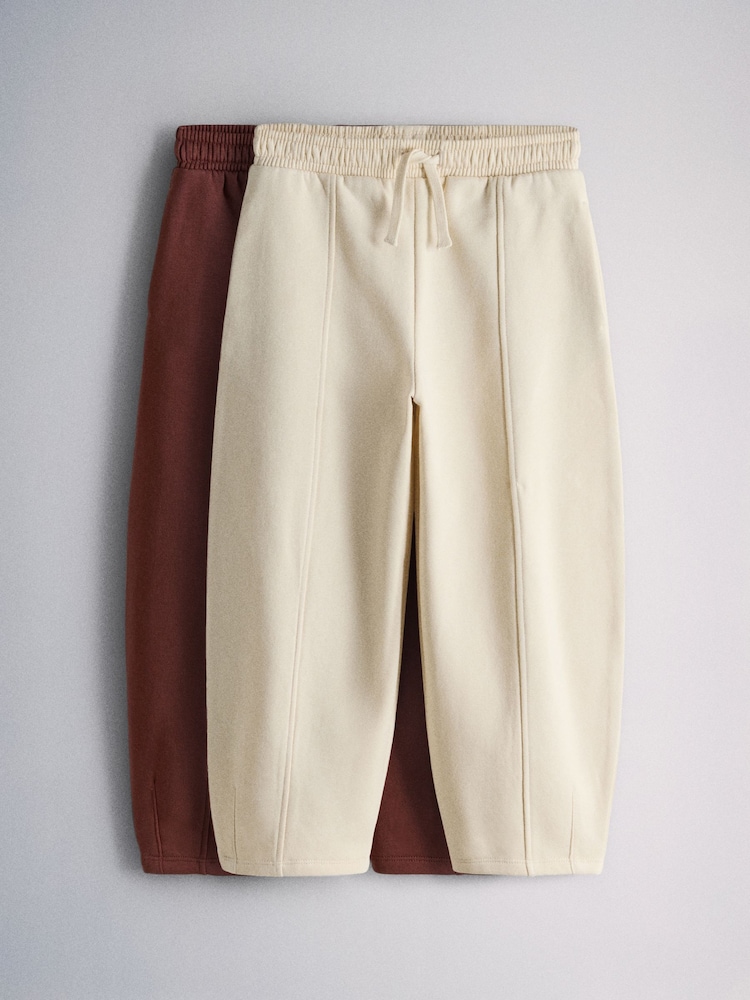 The Set 2 Pack Barrel Leg Joggers Brown/Ecru - Image 2 of 6