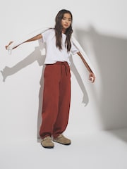 The Set 2 Pack Barrel Leg Joggers Brown/Ecru - Image 5 of 6