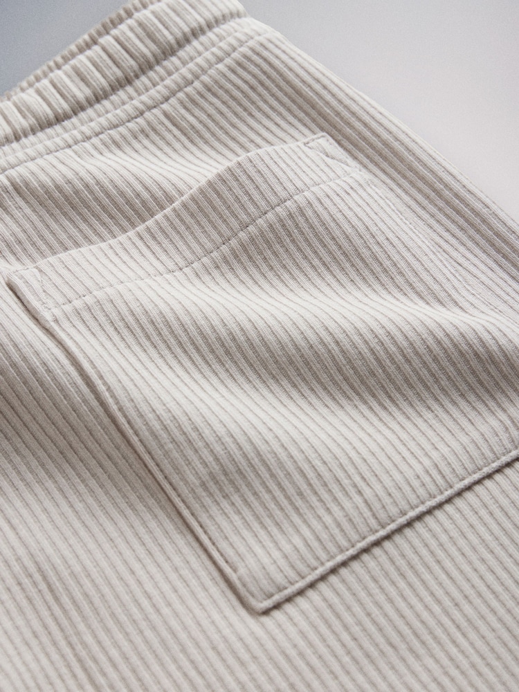 The Set 2 Pack Rib Trophy Neck Top and Short Set Blue/Neutral - Image 6 of 6