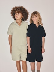 The Set 2 Pack Rib Trophy Neck Top and Short Set Blue/Green - Image 3 of 6