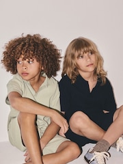 The Set 2 Pack Rib Trophy Neck Top and Short Set Blue/Green - Image 4 of 6