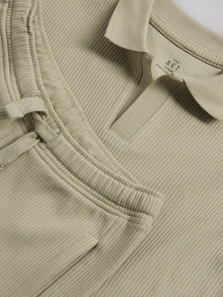 The Set 2 Pack Rib Trophy Neck Top and Short Set Blue/Green - Image 6 of 6 The Set 2 Pack Rib Trophy Neck Top and Short Set Blue/Green - Image 6 of 6