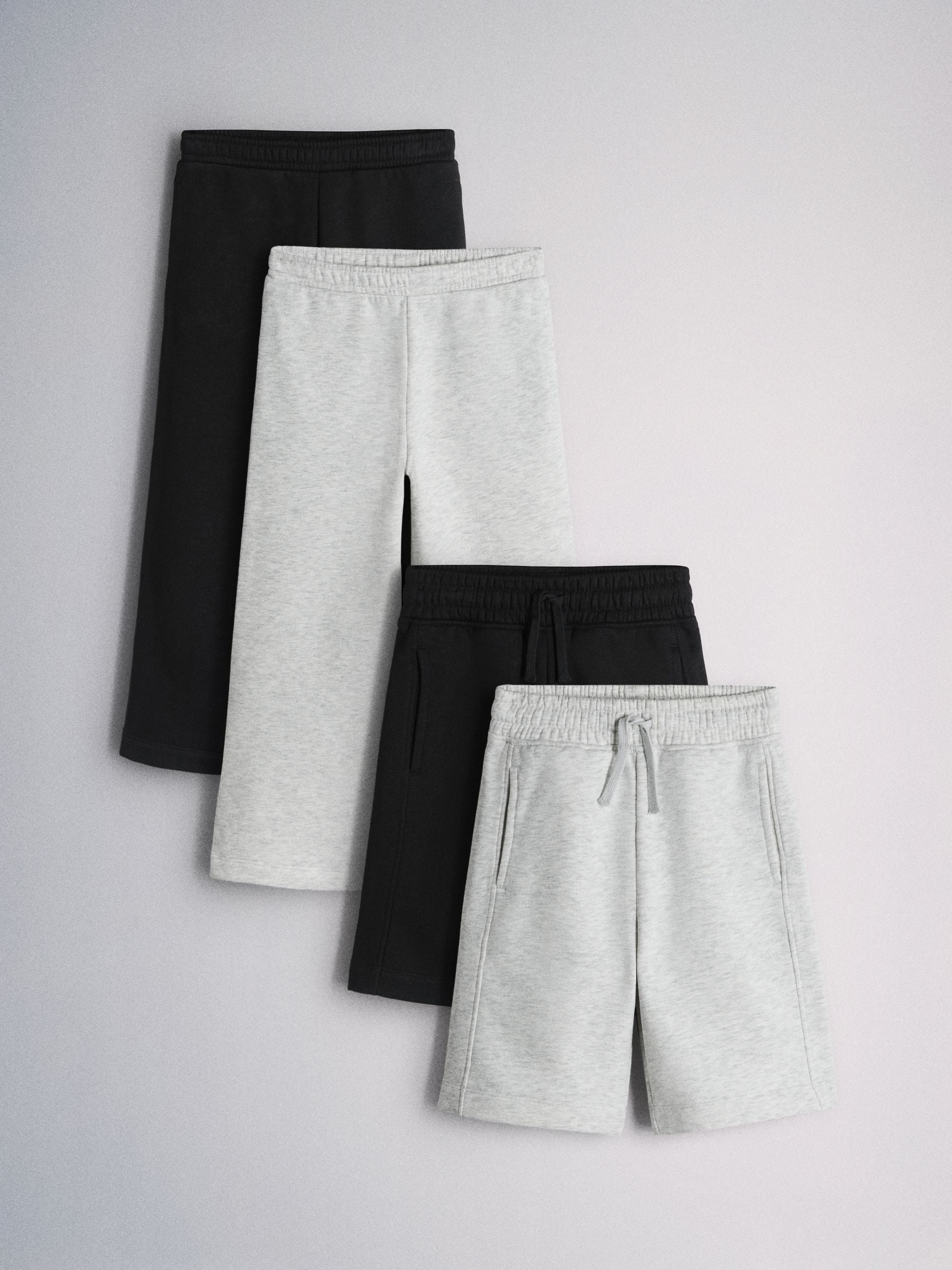 パンツ moditec wide cotton jorts gray Buy The Set 4 Pack Jersey Wide Leg Joggers and Shorts Black/Grey
