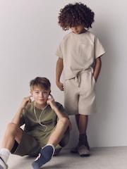 The Set 2 Pack Jersey Interlock Short Sleeve Pocket T-Shirt and Short Set Green/Brown - Image 3 of 6