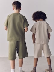 The Set 2 Pack Jersey Interlock Short Sleeve Pocket T-Shirt and Short Set Green/Brown - Image 4 of 6