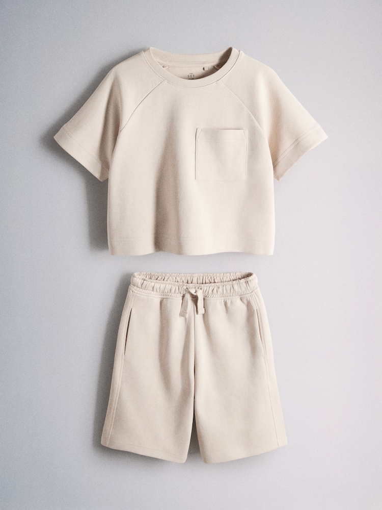 The Set 2 Pack Jersey Interlock Short Sleeve Pocket T-Shirt and Short Set Green/Brown - Image 6 of 6 The Set 2 Pack Jersey Interlock Short Sleeve Pocket T-Shirt and Short Set Green/Brown - Image 6 of 6