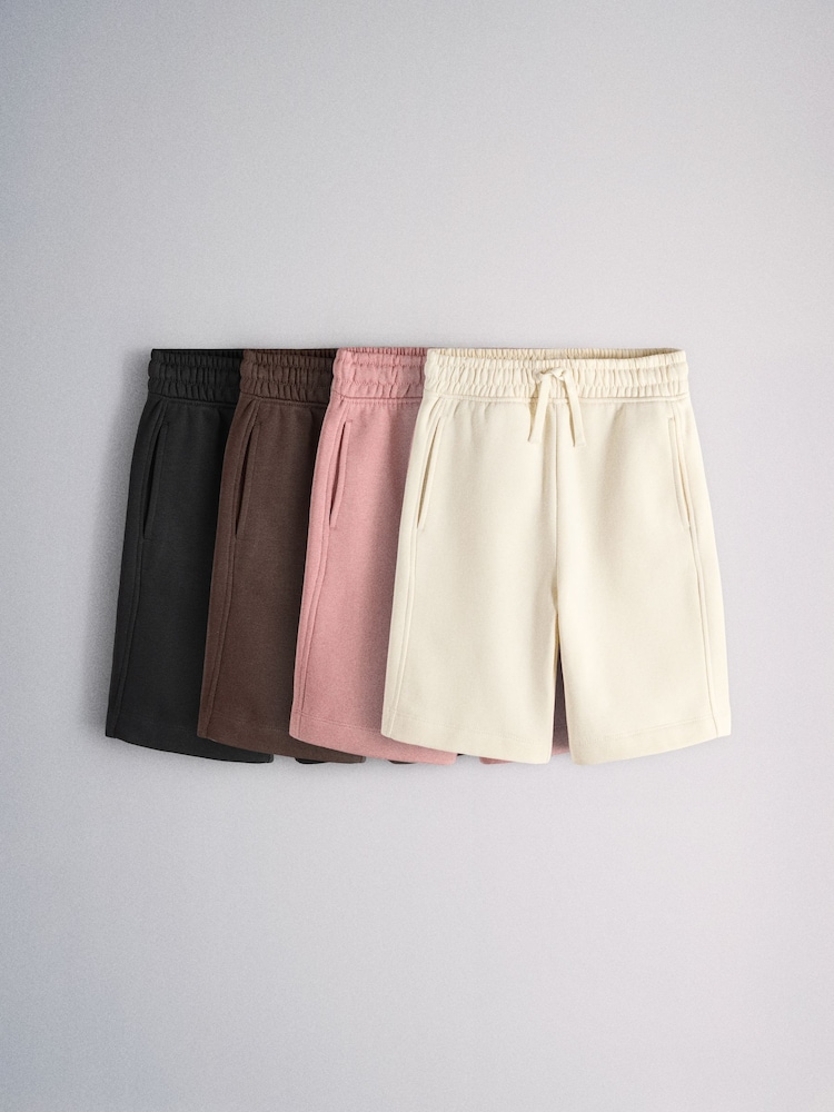 The Set 4 Pack Jersey Sweat Shorts Brown/Cream/Pink/Black - Image 1 of 7