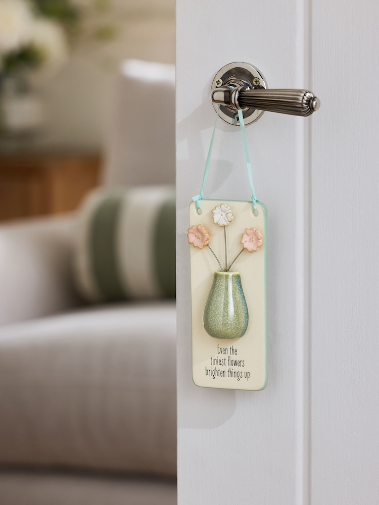 Sage Green Floral Vase Ceramic Hanging Decoration - Image 1 of 3