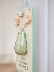 Sage Green Floral Vase Ceramic Hanging Decoration - Image 2 of 3