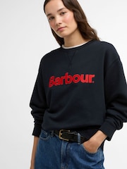 Barbour® Navy Hartland Crew Sweatshirt - Image 4 of 7