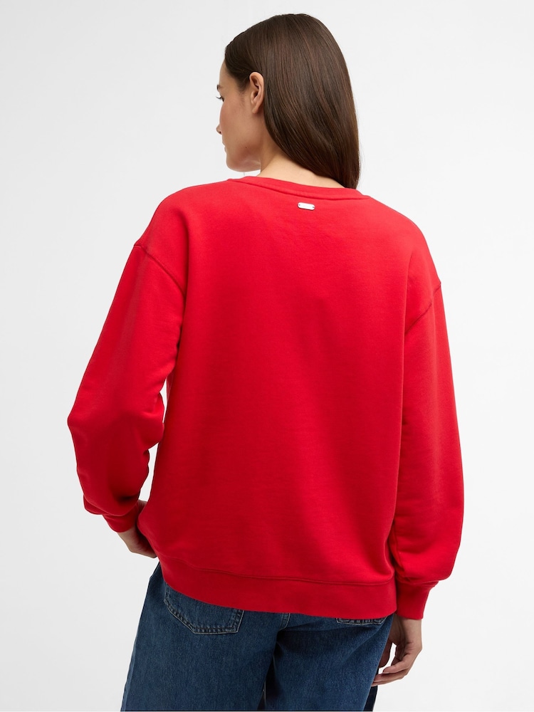 Barbour® Red Hartland Crew Sweatshirt - Image 2 of 7 Barbour® Red Hartland Crew Sweatshirt - Image 2 of 7
