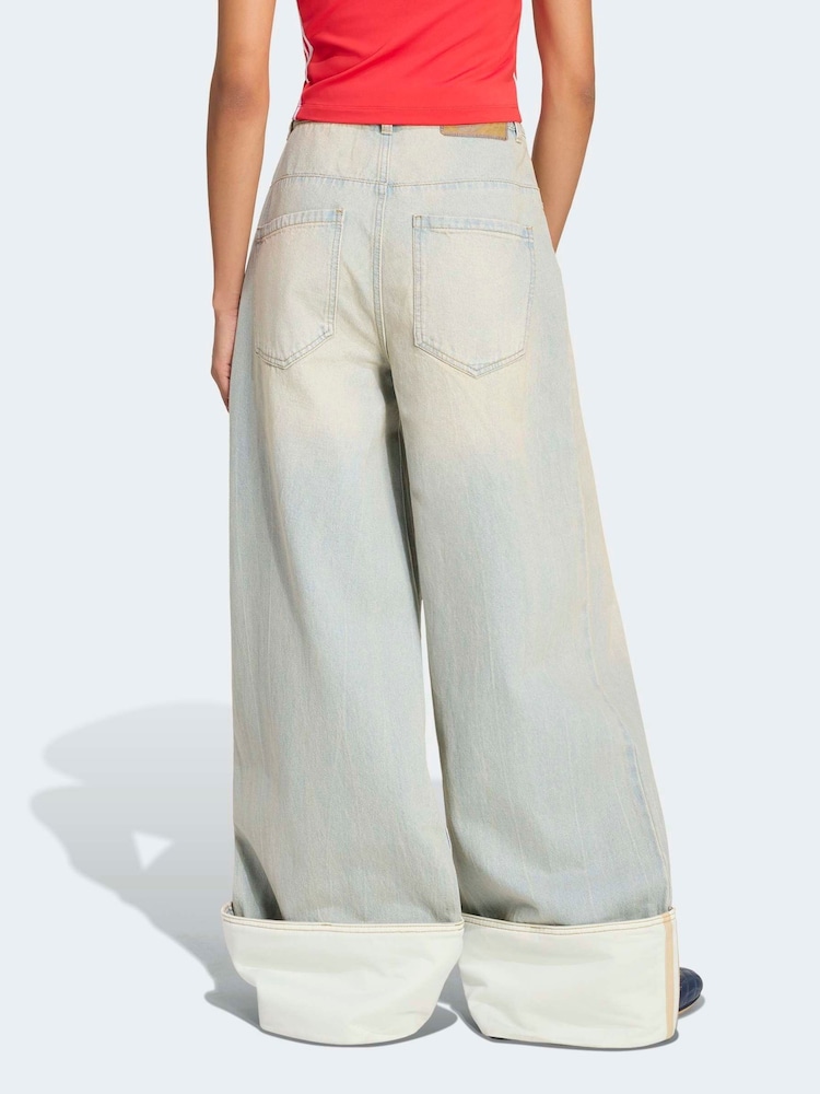 adidas Originals Light Wash Wide Leg Jeans - Image 2 of 6