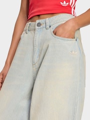 adidas Originals Light Wash Wide Leg Jeans - Image 5 of 6