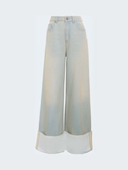 adidas Originals Light Wash Wide Leg Jeans - Image 6 of 6