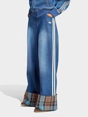 adidas Originals Blue Denim Wide Leg Jeans - Image 1 of 6