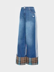 adidas Originals Blue Denim Wide Leg Jeans - Image 6 of 6