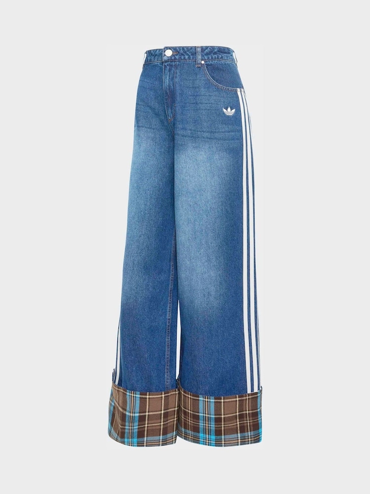 adidas Originals Blue Denim Wide Leg Jeans - Image 6 of 6