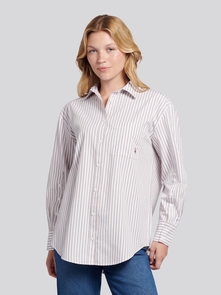 U.S. Polo Assn. Natural Cotton Poplin Loose Fit Stripe Shirt - Image 1 of 9 U.S. Polo Assn. Natural Cotton Poplin Loose Fit Stripe Shirt - Image 1 of 9