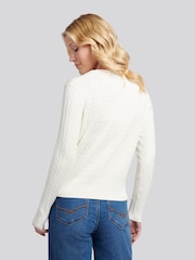 U.S. Polo Assn. White Fine Cable Knit Cardigan - Image 2 of 5