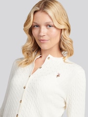 U.S. Polo Assn. White Fine Cable Knit Cardigan - Image 4 of 5