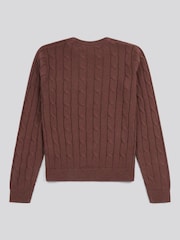 U.S. Polo Assn. Brown Crew Neck Cable Knit Jumper - Image 3 of 4