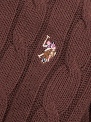 U.S. Polo Assn. Brown Crew Neck Cable Knit Jumper - Image 4 of 4