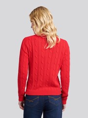 U.S. Polo Assn. Red Womens Crew Neck Cable Knit Pink Jumper - Image 2 of 4