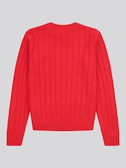 U.S. Polo Assn. Red Womens Crew Neck Cable Knit Pink Jumper - Image 6 of 7