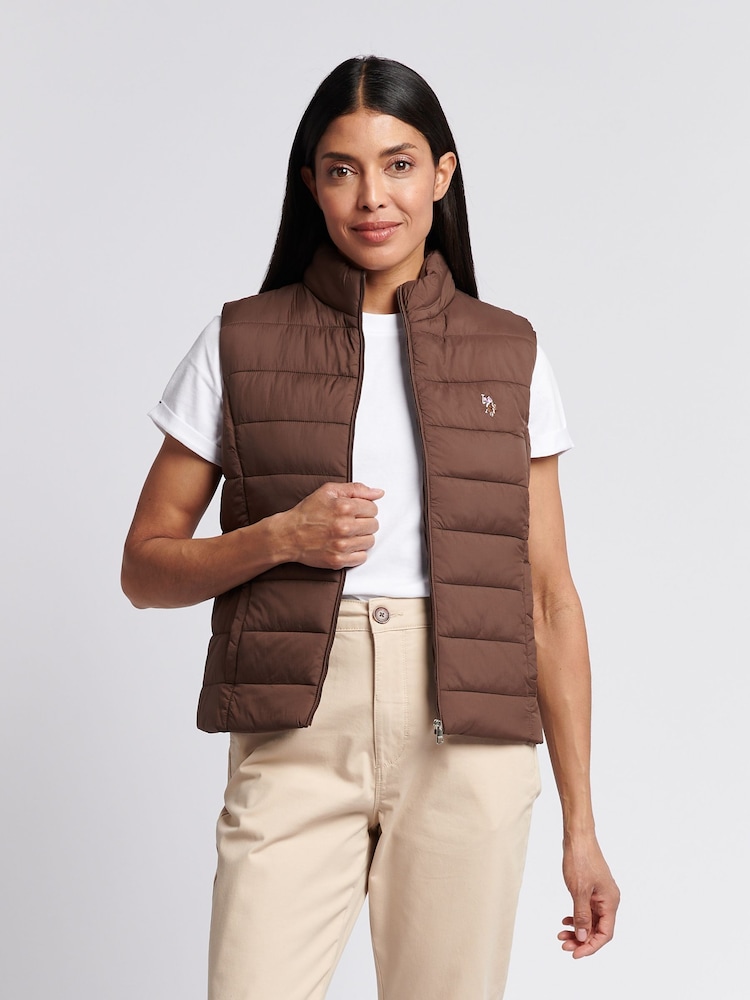 U.S. Polo Assn. Brown Lightweight Puffer Gilet - Image 1 of 5