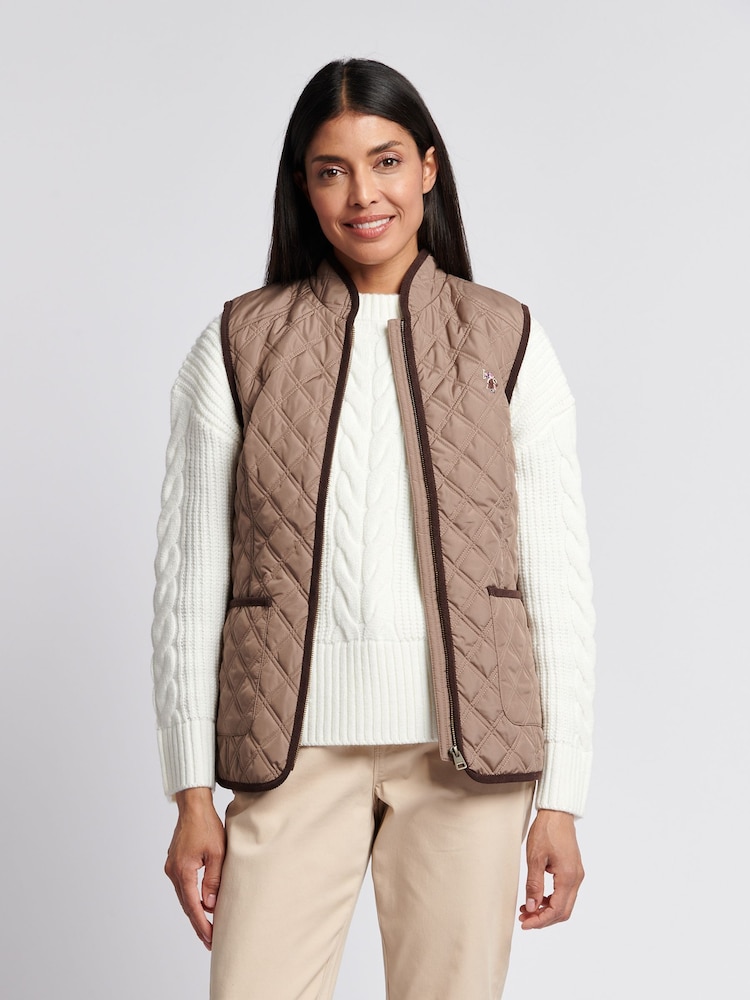 U.S. Polo Assn. Brown Bound Quilted Hacking Gilet - Image 1 of 10 U.S. Polo Assn. Brown Bound Quilted Hacking Gilet - Image 1 of 10