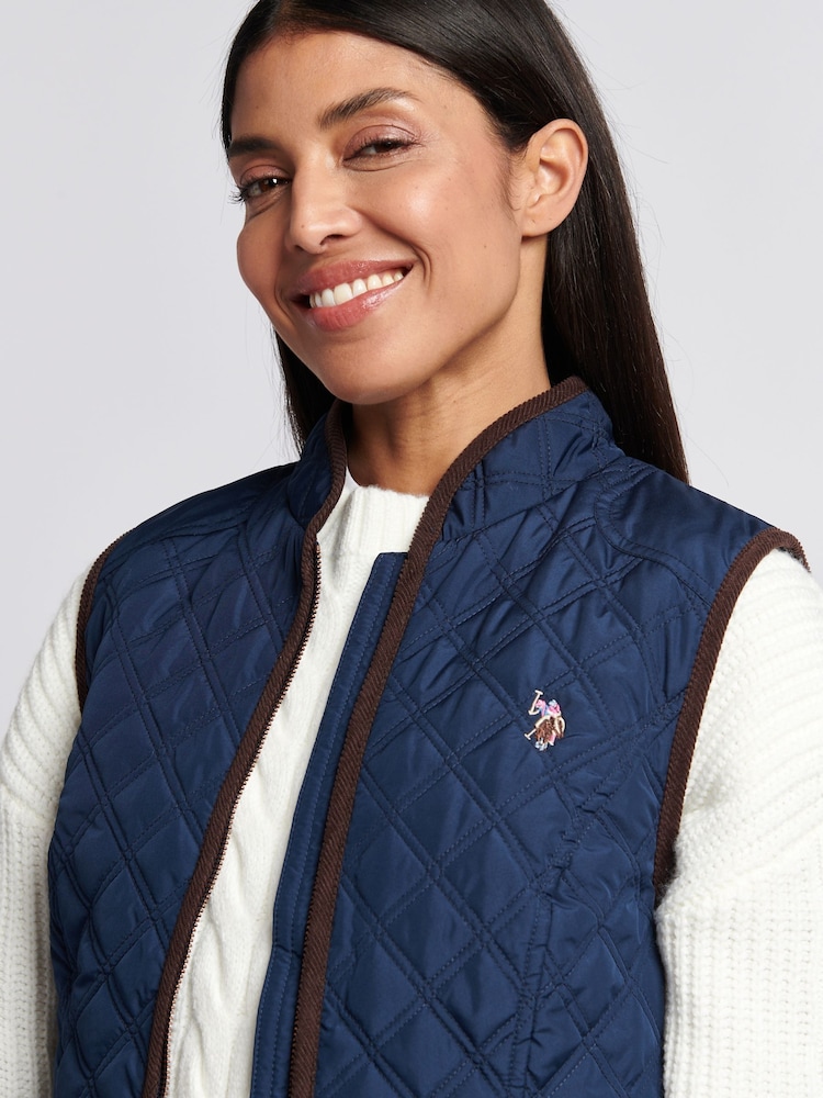 U.S. Polo Assn. Blue Bound Quilted Hacking Gilet - Image 2 of 10 U.S. Polo Assn. Blue Bound Quilted Hacking Gilet - Image 2 of 10