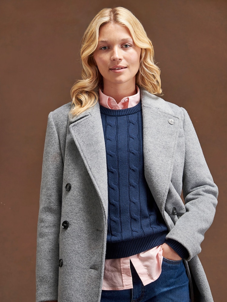 U.S. Polo Assn. Grey Wool Blend Double Breasted Coat - Image 1 of 12 U.S. Polo Assn. Grey Wool Blend Double Breasted Coat - Image 1 of 12