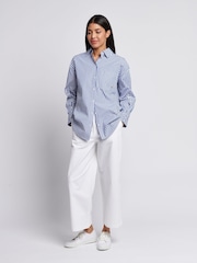 Azul - U.S. Polo Assn. Cotton Poplin Loose Fit Stripe Shirt - Imagem 3 de 10