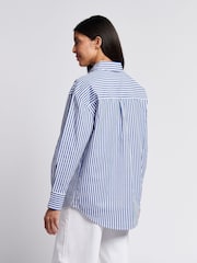 Azul - U.S. Polo Assn. Cotton Poplin Loose Fit Stripe Shirt - Imagem 4 de 10